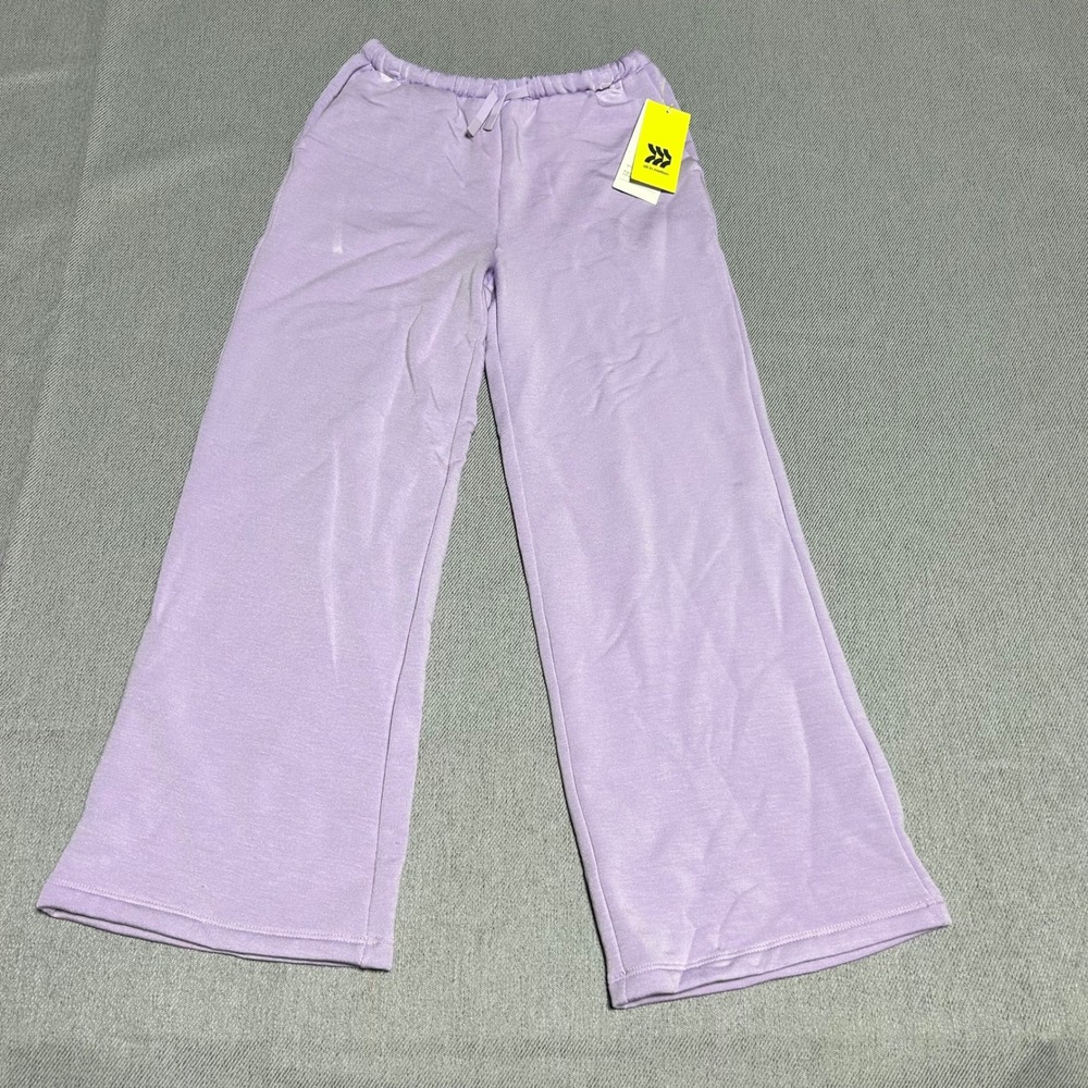 All in Motion Girls Wide Leg Pant S 6/7 Lavender High Rise Drawstring NWT